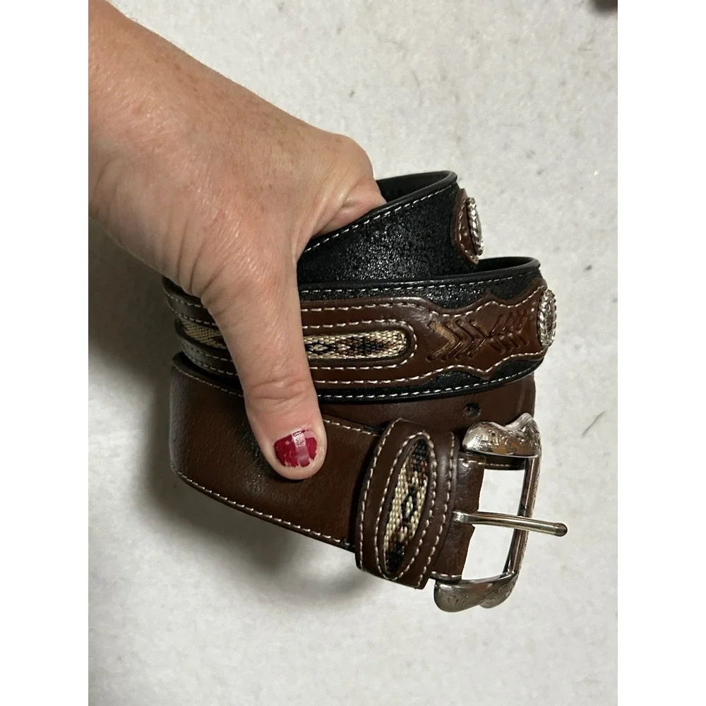 Nocona Belt Co. Western Leather Cowboy Belt Silver Buckle Men's Size 40